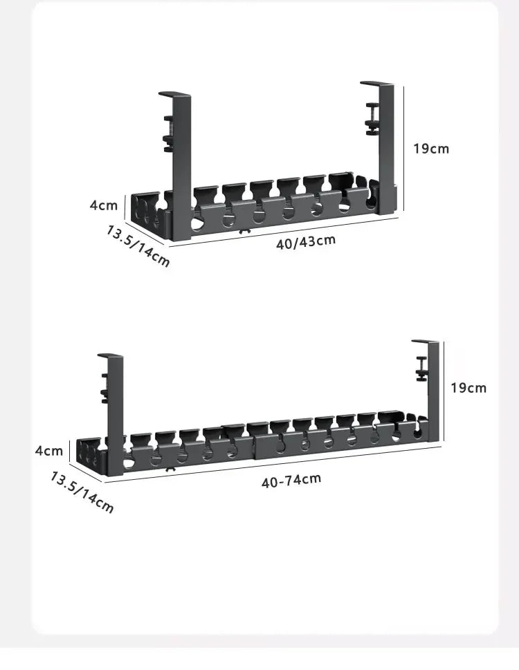 Desk Cable Management Tray Wire Management Cable Tray for Wire Organizer Charging Data Cord PC Computer Cord Rack in Office Home