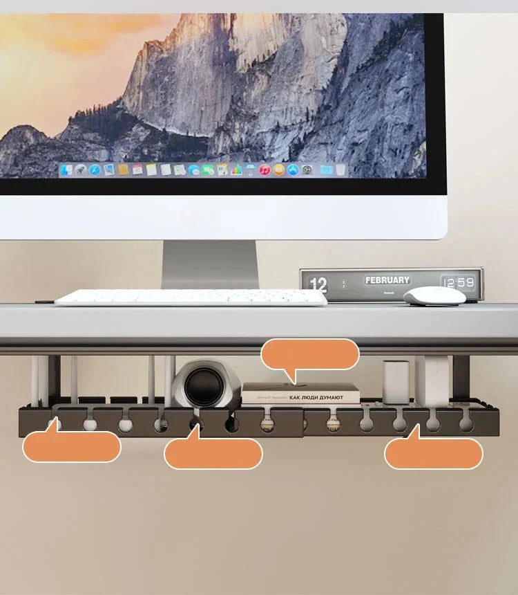 Desk Cable Management Tray Wire Management Cable Tray for Wire Organizer Charging Data Cord PC Computer Cord Rack in Office Home